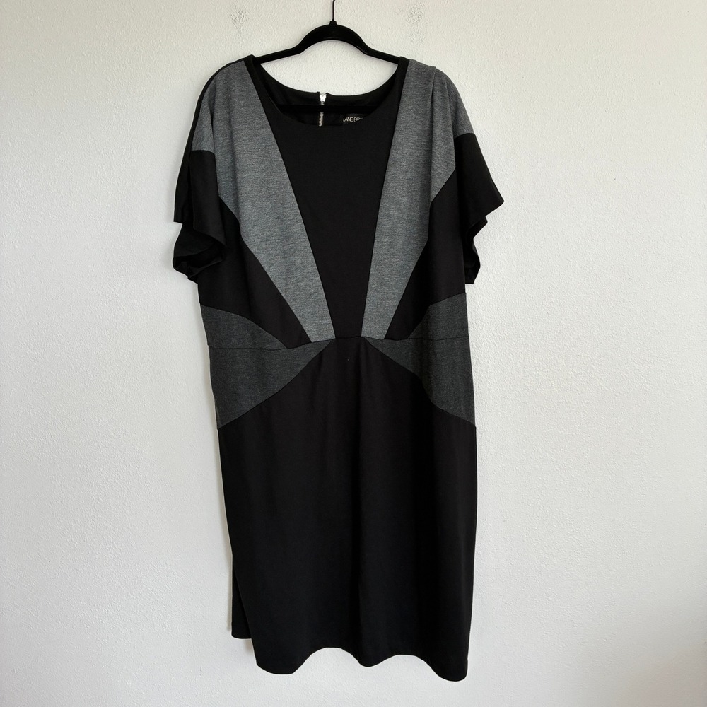 NWT Lane Bryant Passport Collection Midi Dress Women 26/28 Black Gray Ponte